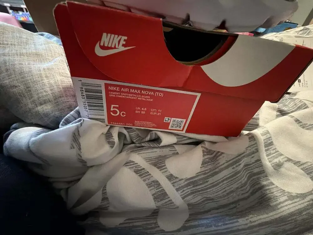 Nike Air Max Nova TD Toddler Shoes Cement Grey Metallic Silver Size 5C FN4461-00